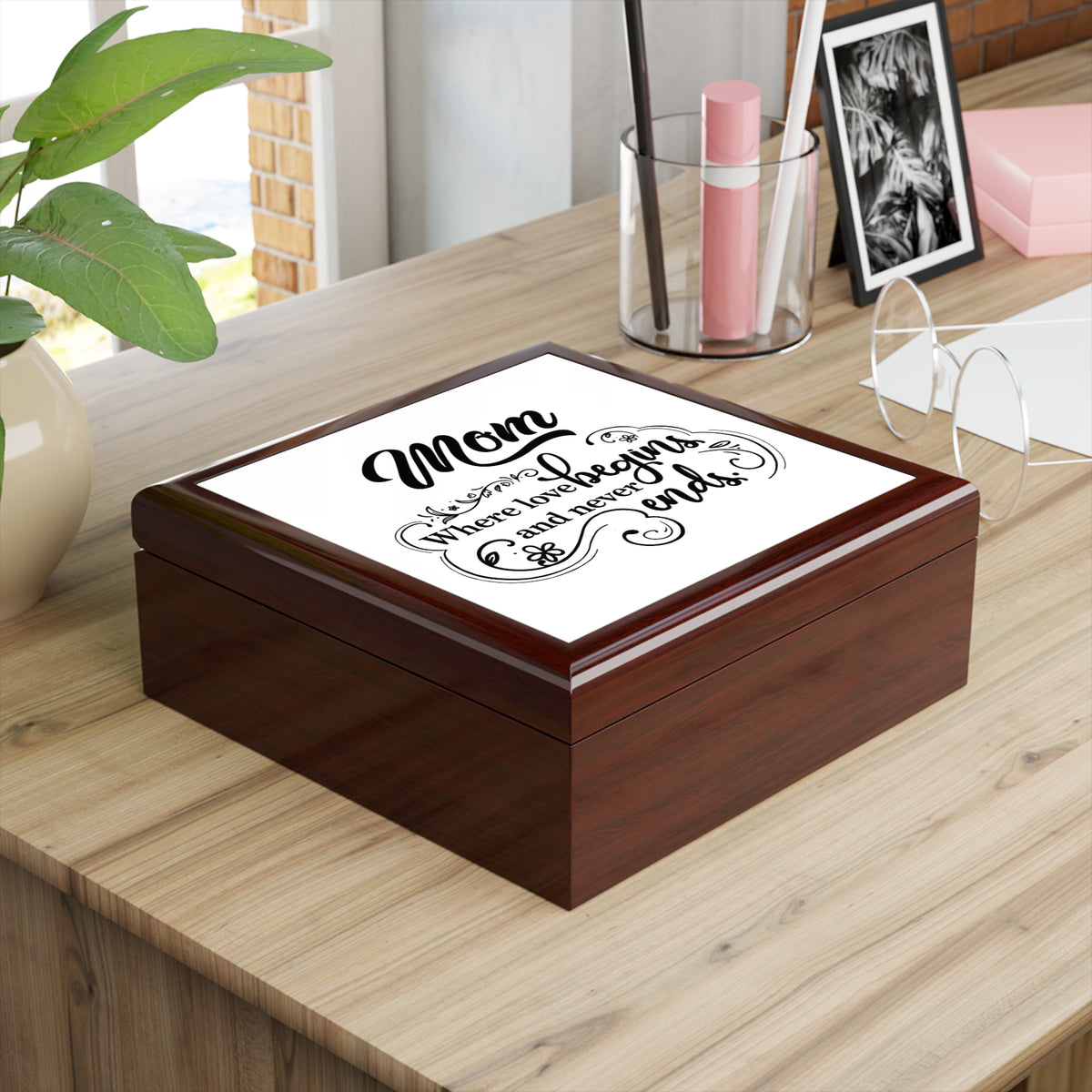 Mom Where Love Begins Decorative Keepsake Box