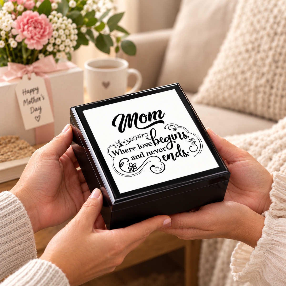 Mom Where Love Begins Decorative Keepsake Box