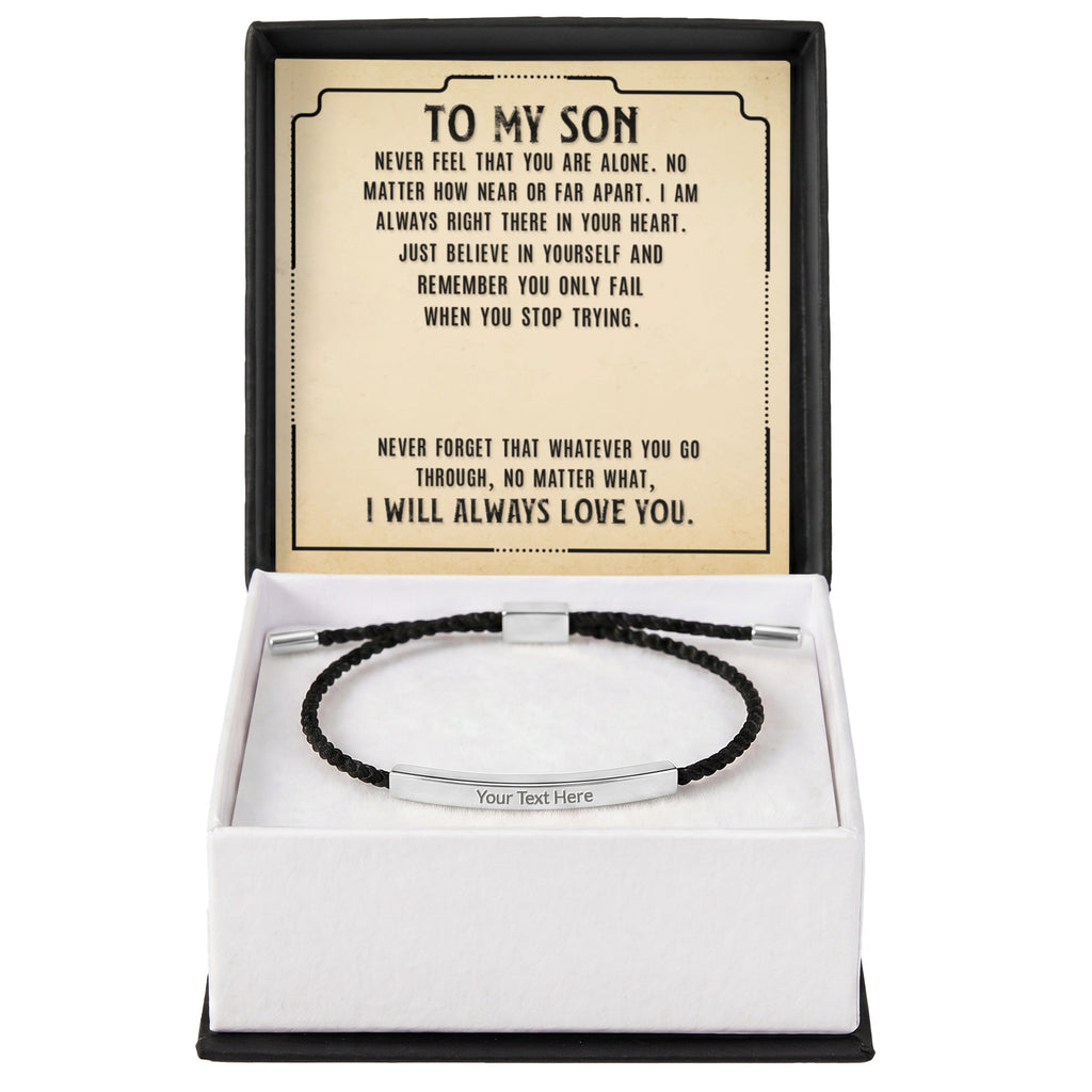 To My Son Custom Engraved Bar Bracelet