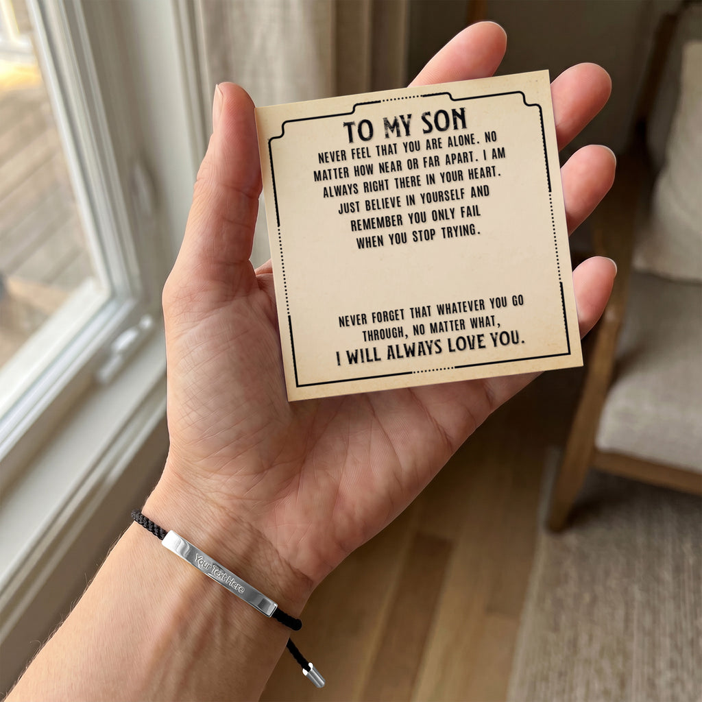 To My Son Custom Engraved Bar Bracelet