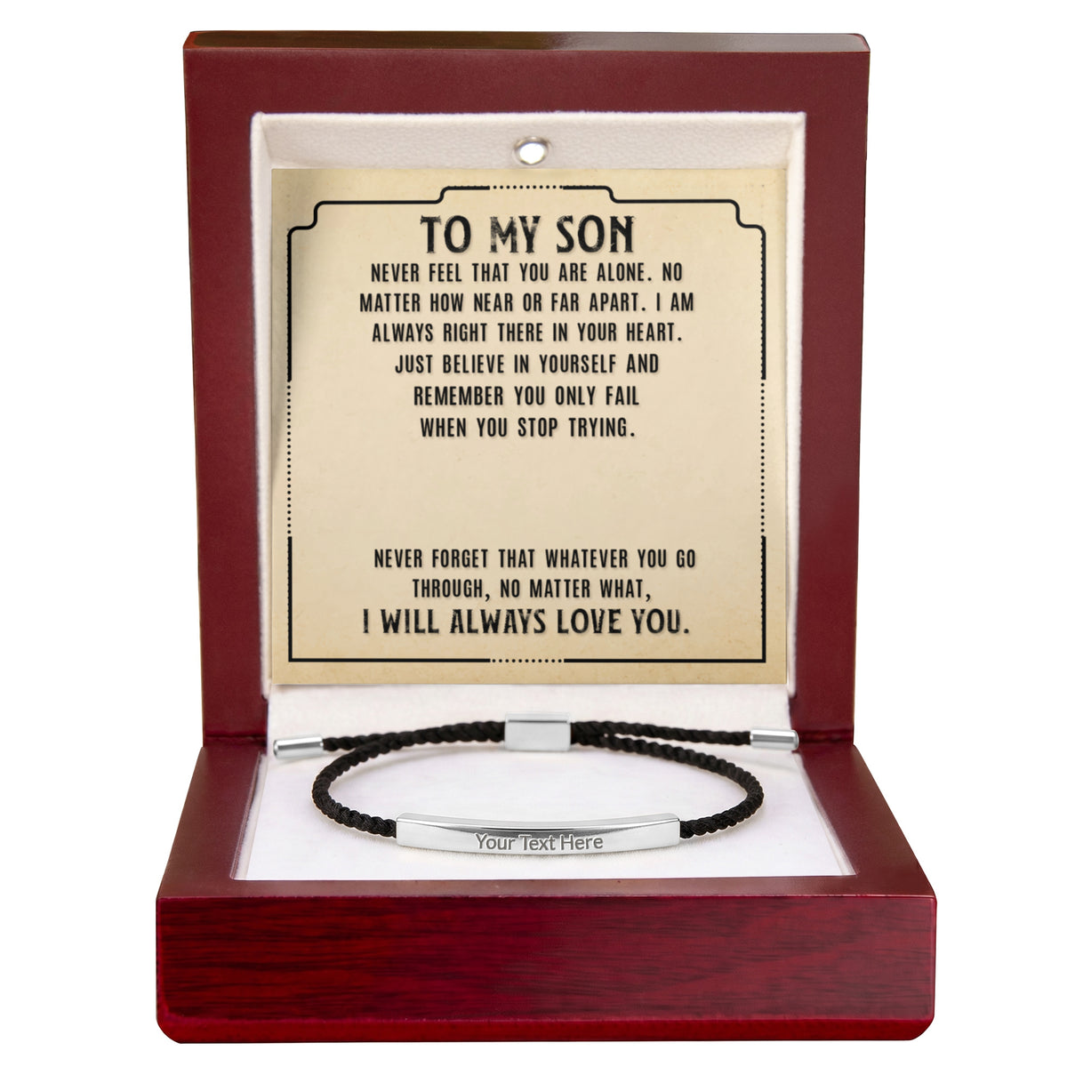 To My Son Custom Engraved Bar Bracelet