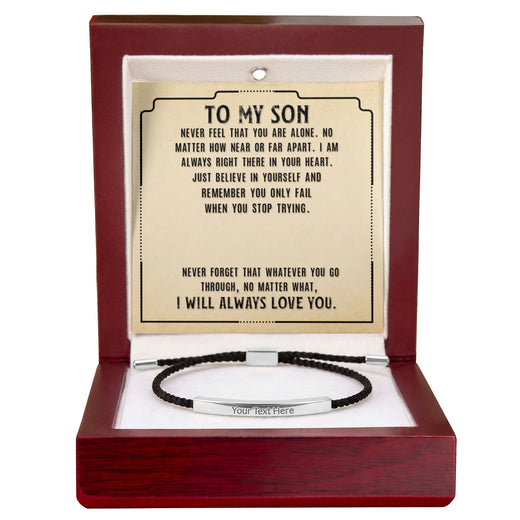 To My Son Custom Engraved Bar Bracelet