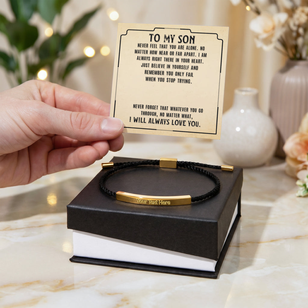 To My Son Custom Engraved Bar Bracelet