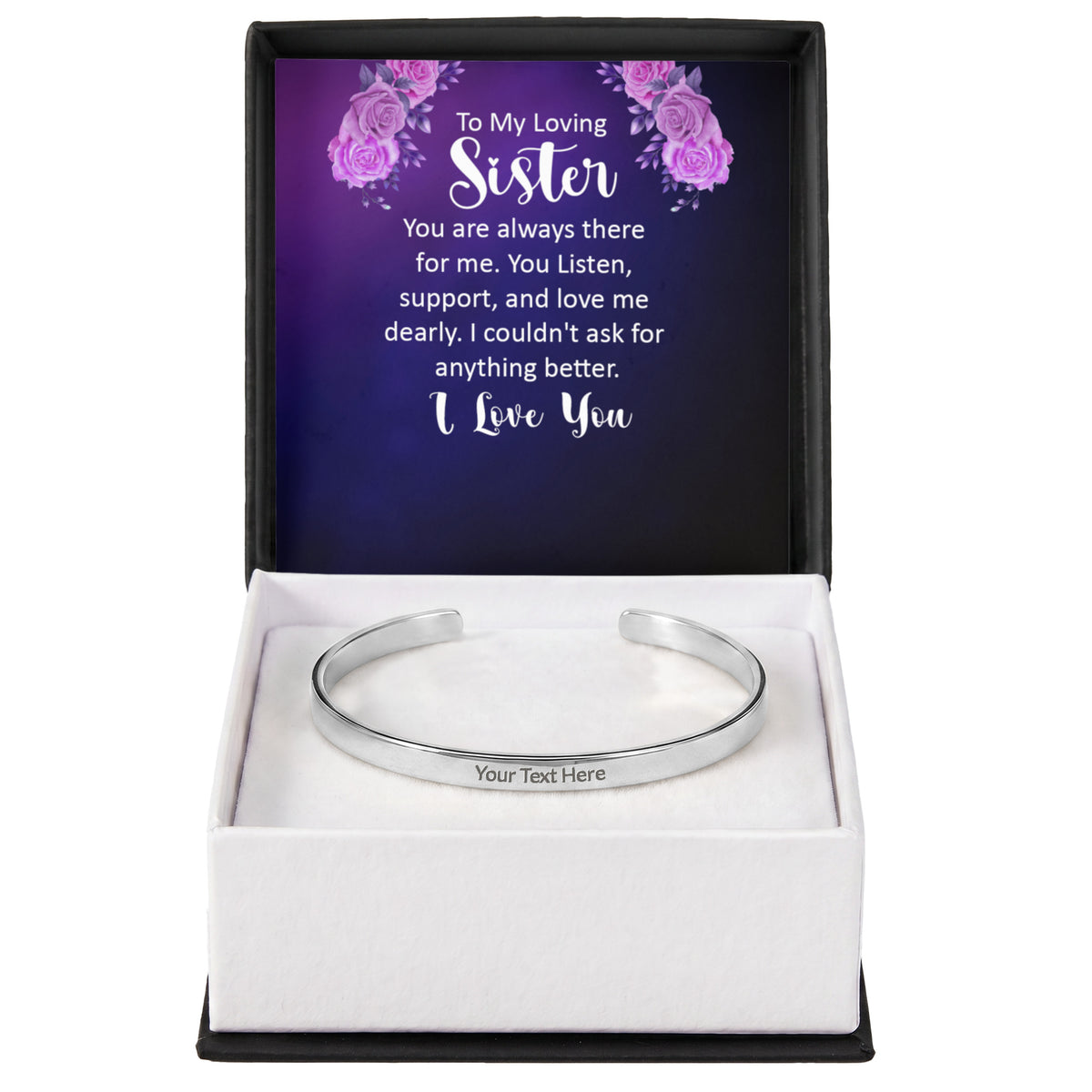 To My Sister  Custom Engraved Cuff Bracelet