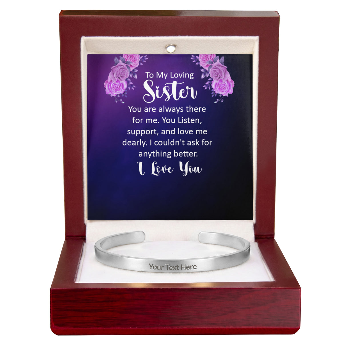 To My Sister  Custom Engraved Cuff Bracelet