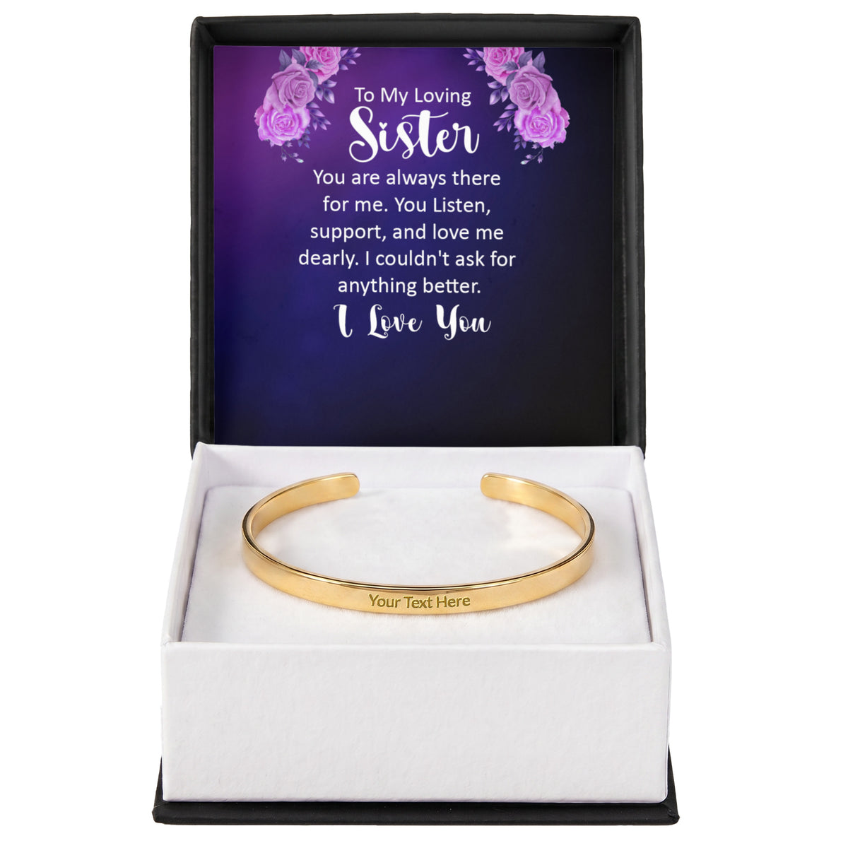 To My Sister  Custom Engraved Cuff Bracelet