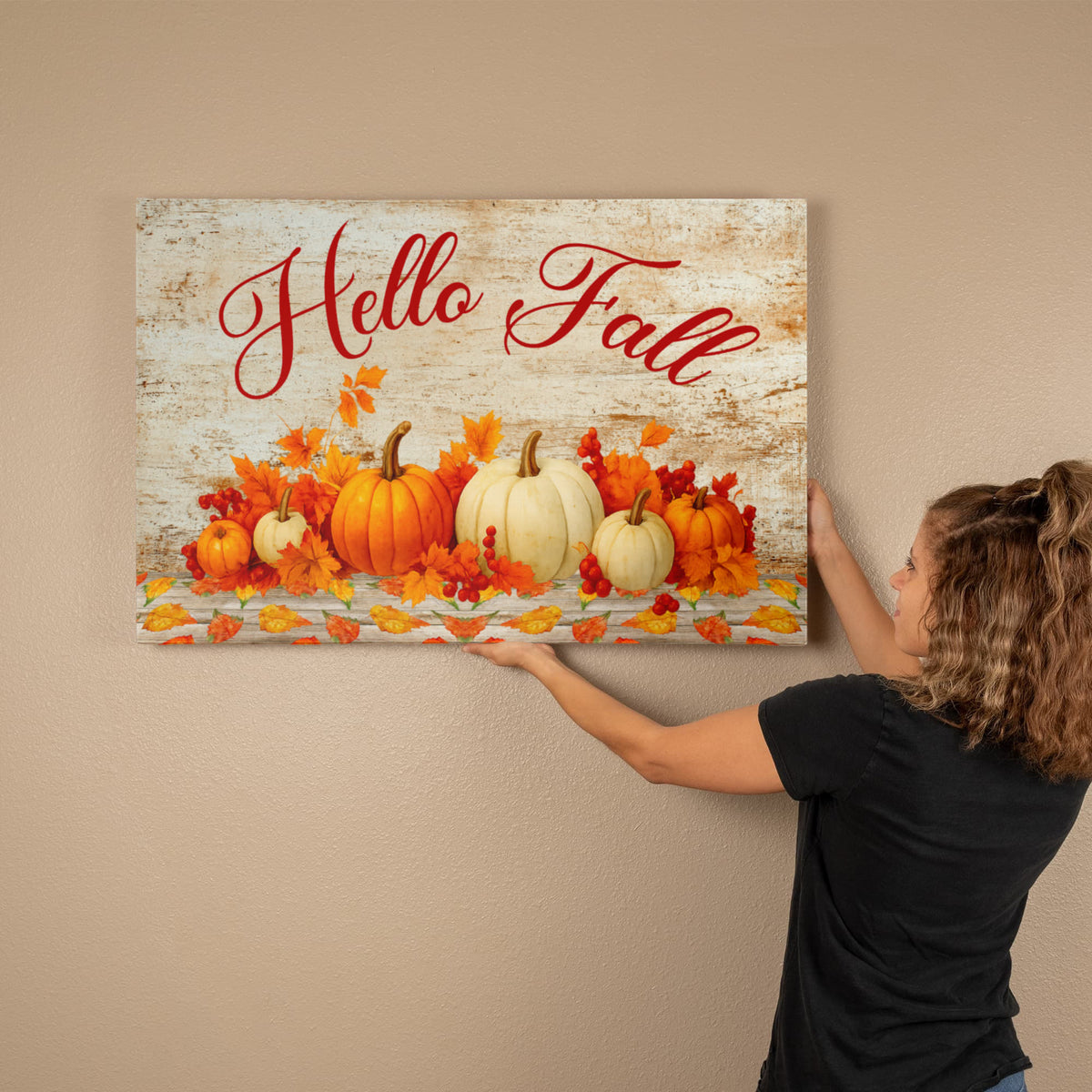 Hello Fall Wrapped Canvas