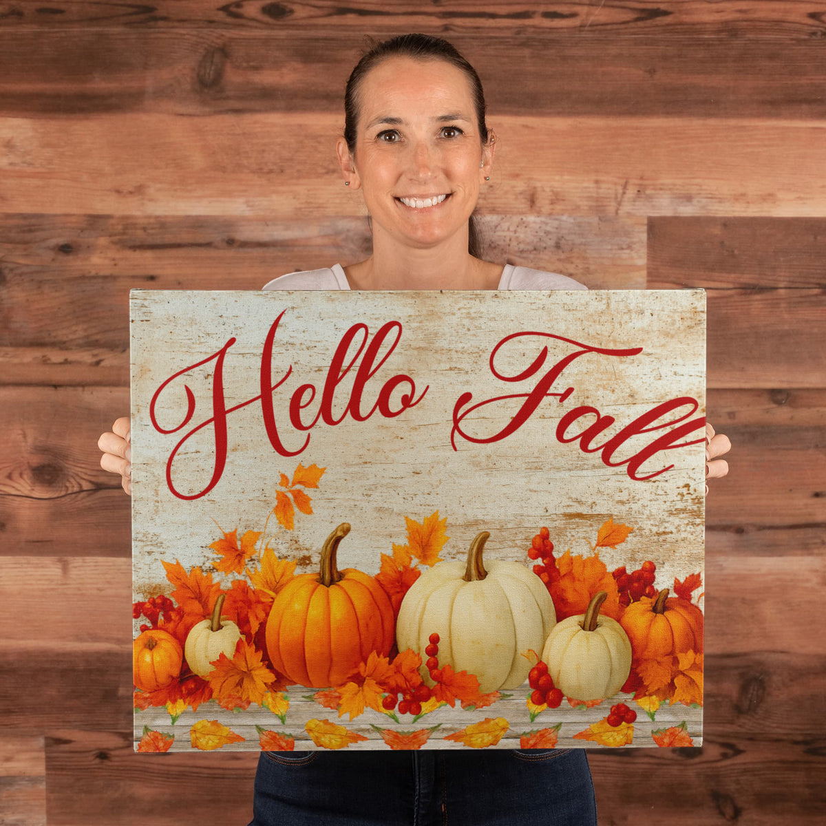 Hello Fall Wrapped Canvas