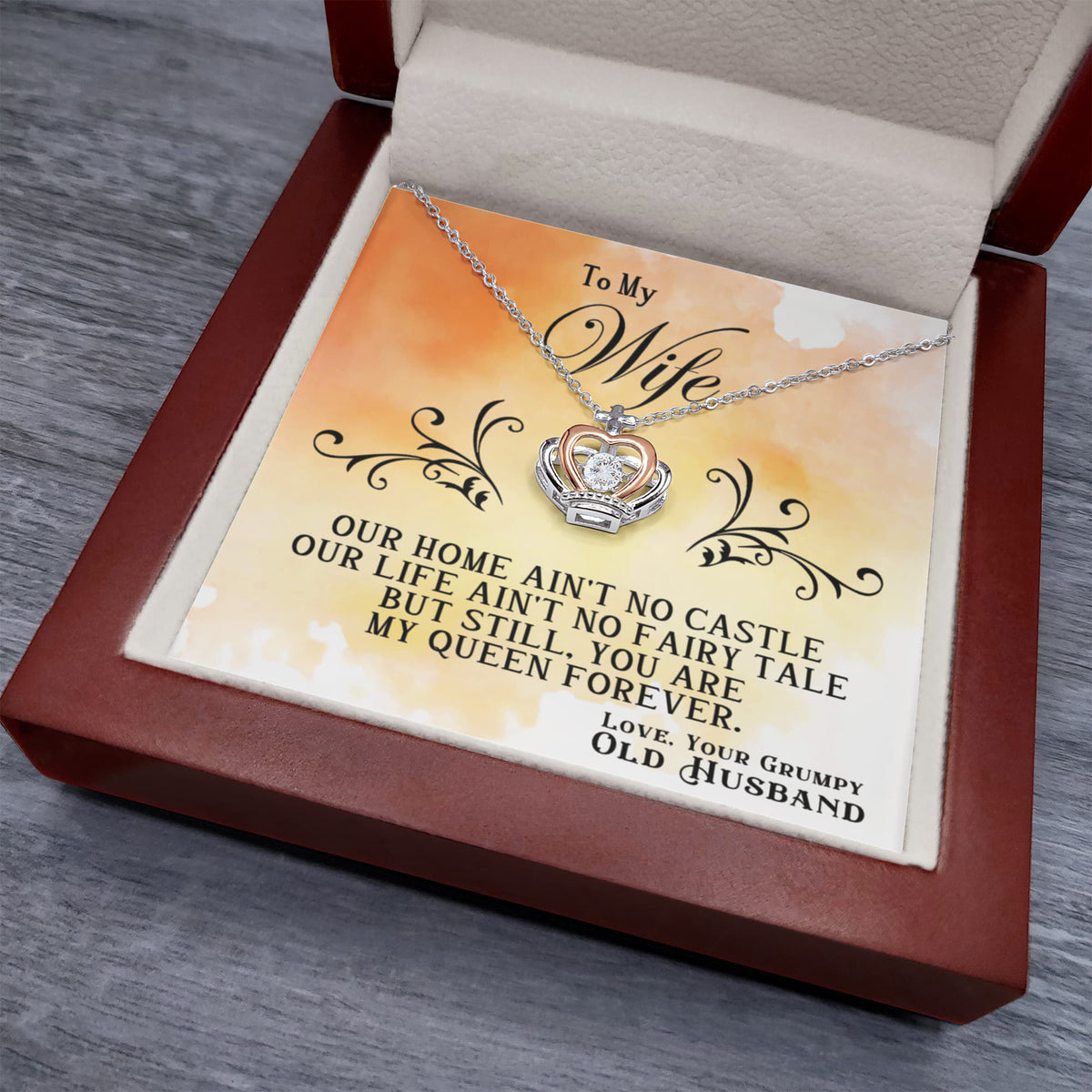 To My Wife My Queen Crown Pendant